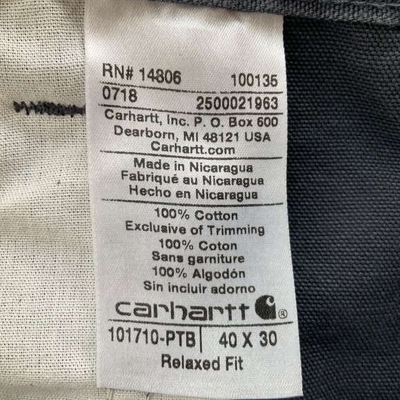 CARHARTT MENS UTILITY RELAXED FIT WORK COTTON CANVAS DUCK HEAVY PANTS 40x30 EUC - Picture 6 of 9